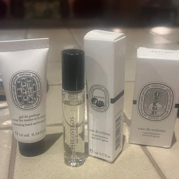 Diptyque Orphéon Gel and Philosykos Spray Set lot of (3) samples - Picture 1 of 4